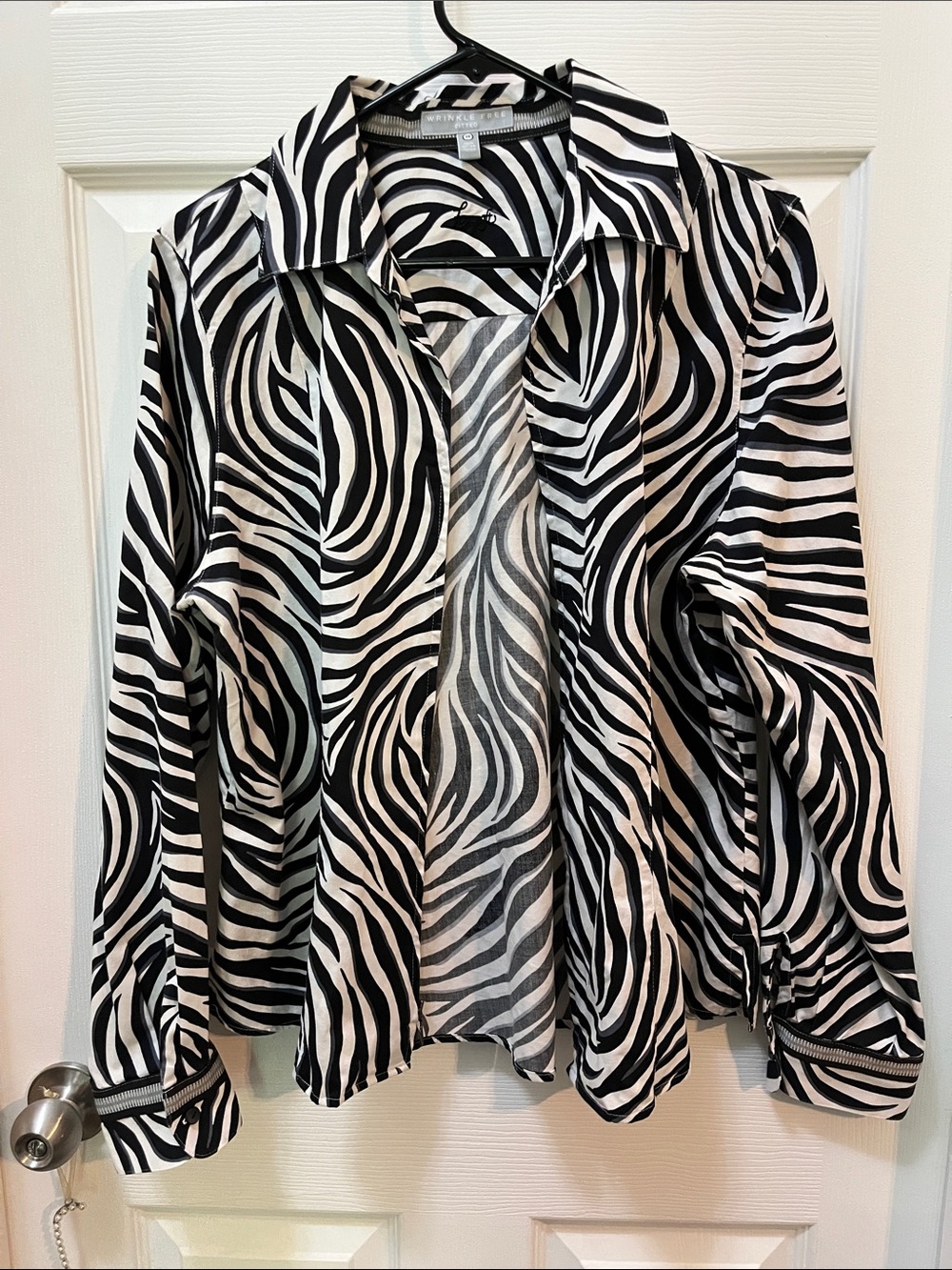 Chico's Black & White Zebra-Stripe Top